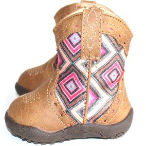 Roper Cowbabies Glitter Geo Tan Boots Infants Sz 1